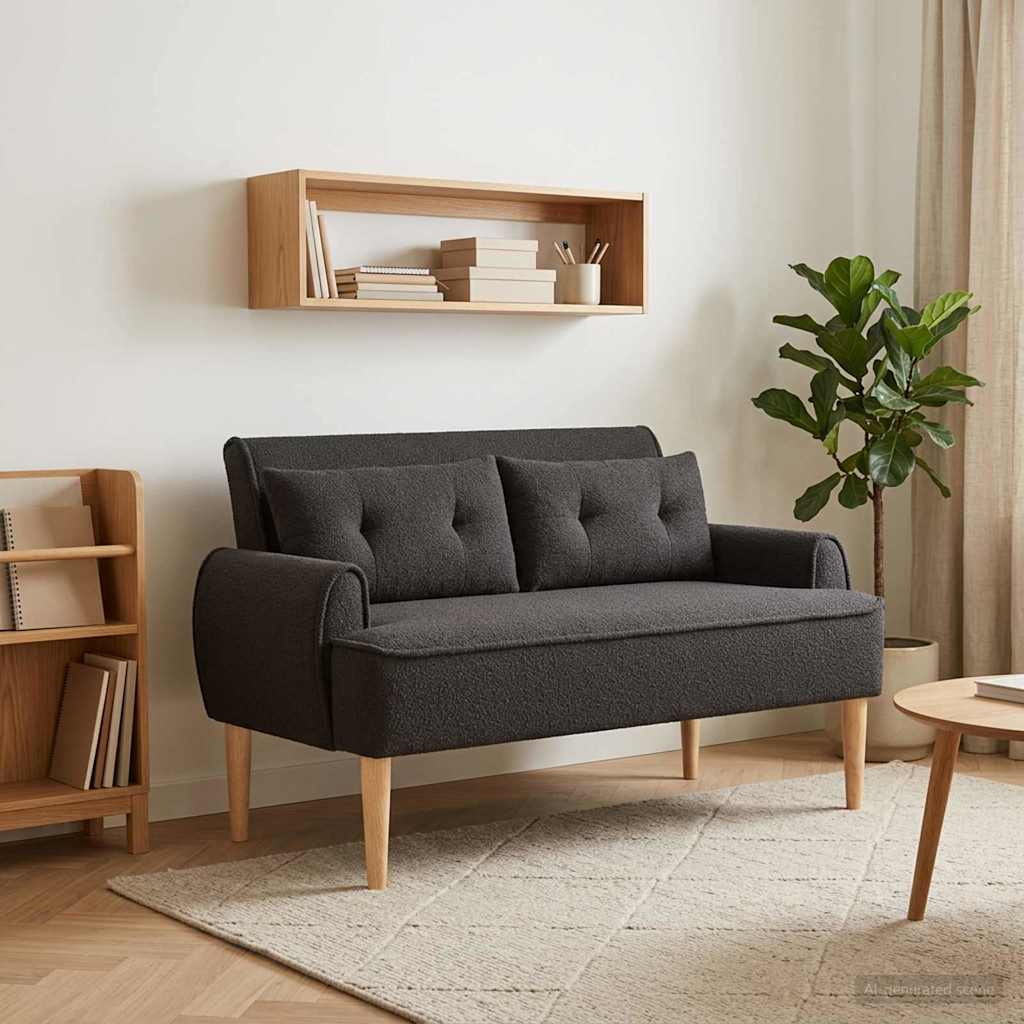 vidaXL Sofa dwuosobowa z guzikowym pikowaniem Czarny 117 x 67 x 77 cm