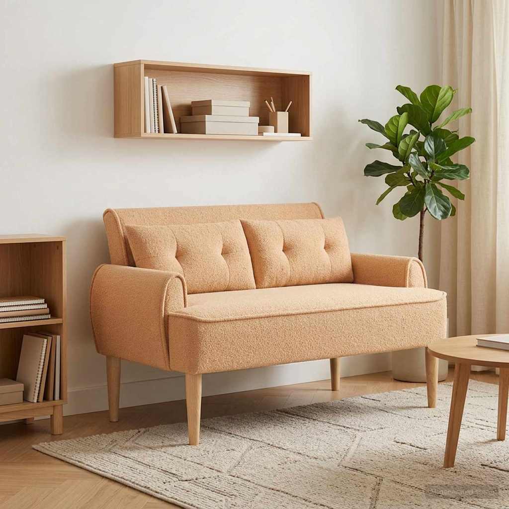 vidaXL Sofa dwuosobowa z guzikowym pikowaniem Beżowy 117 x 67 x 77 cm
