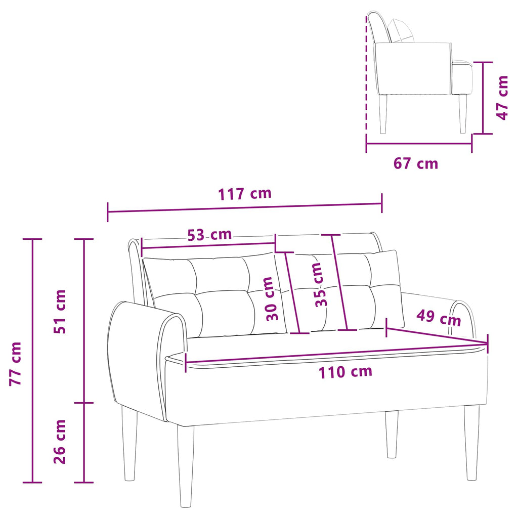 vidaXL Sofa dwuosobowa z guzikowym pikowaniem Beżowy 117 x 67 x 77 cm