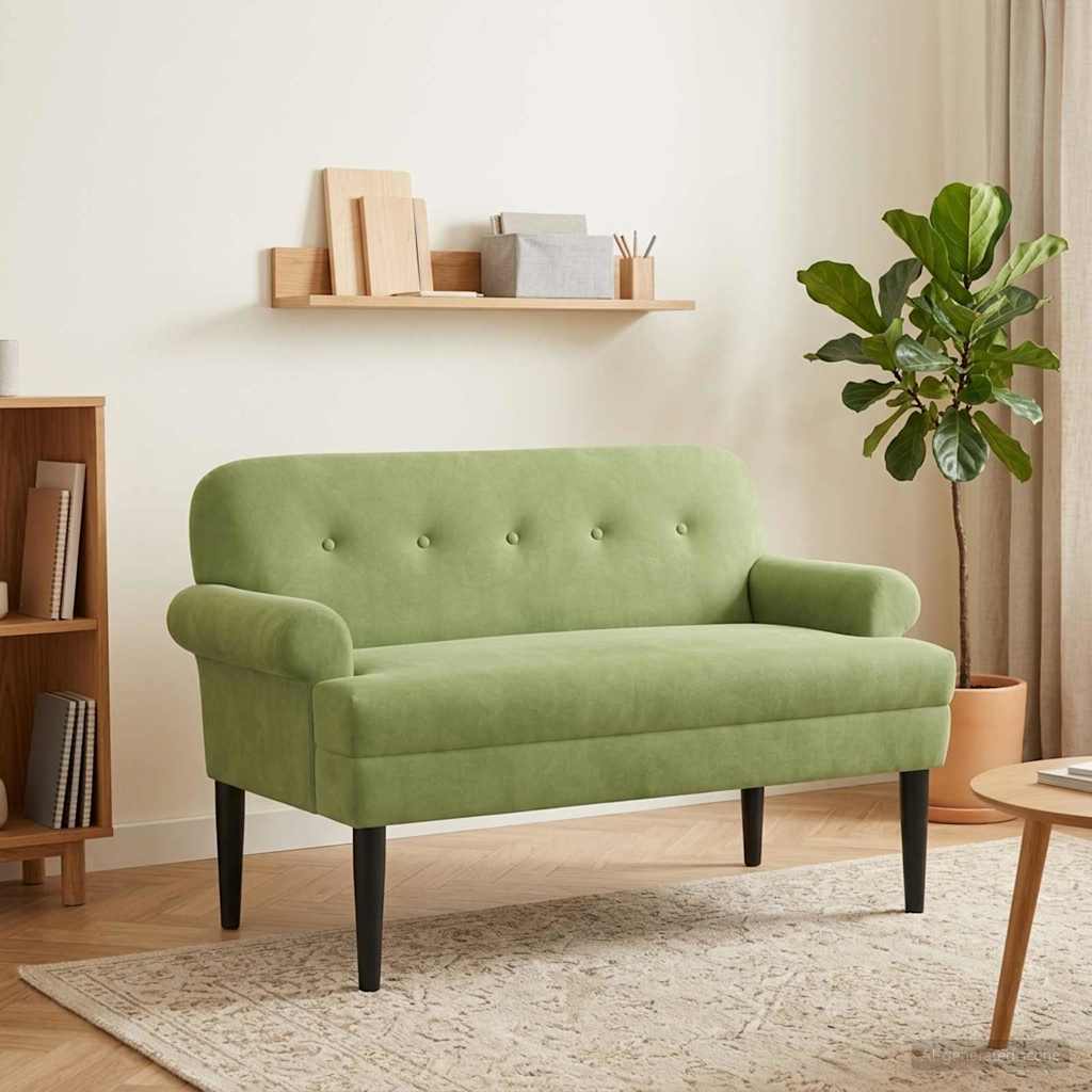 vidaXL Sofa dwuosobowa z guzikowym pikowaniem Jasnozielony Welur
