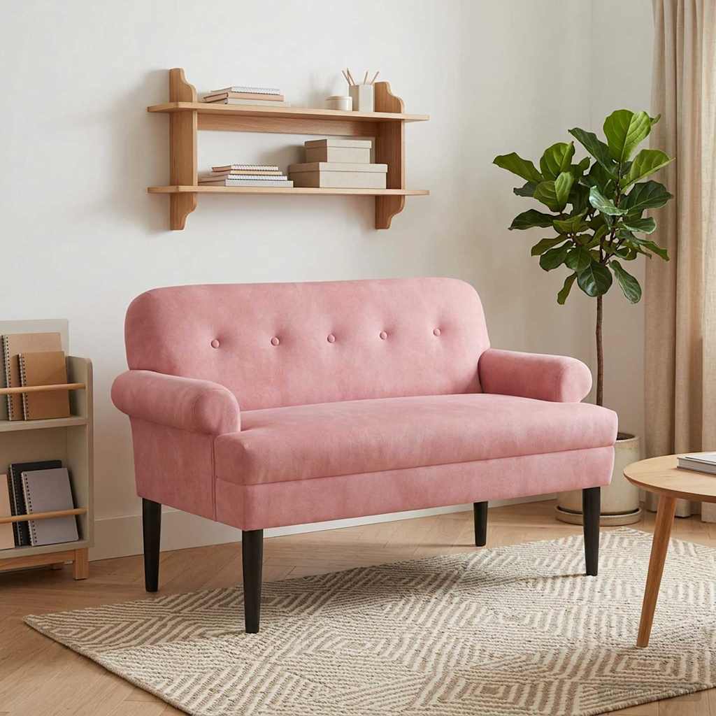 vidaXL Sofa dwuosobowa z guzikowym pikowaniem różowy 120 x 66 x 78 cm