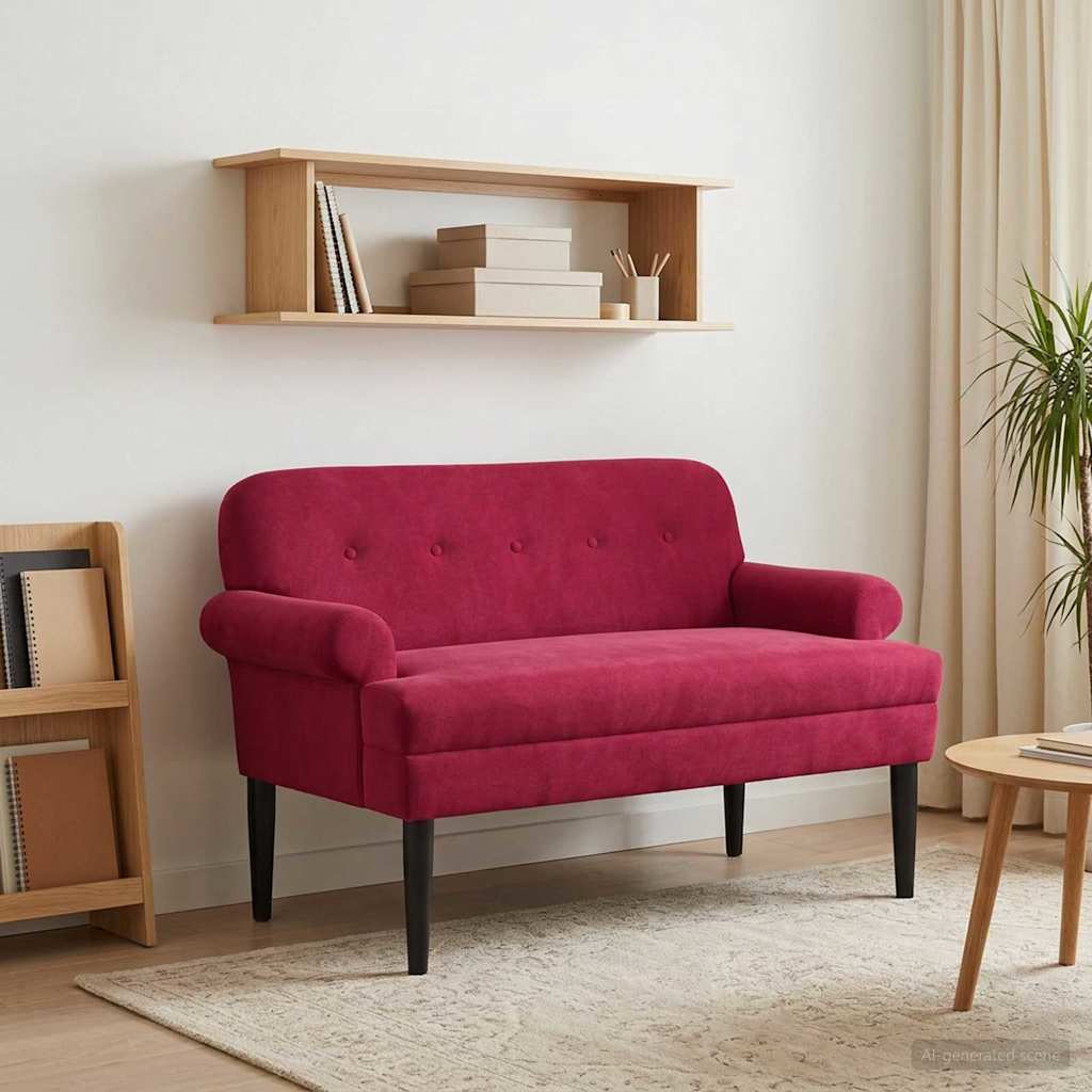 vidaXL Sofa dwuosobowa z guzikowym pikowaniem Czerwone wino Welur