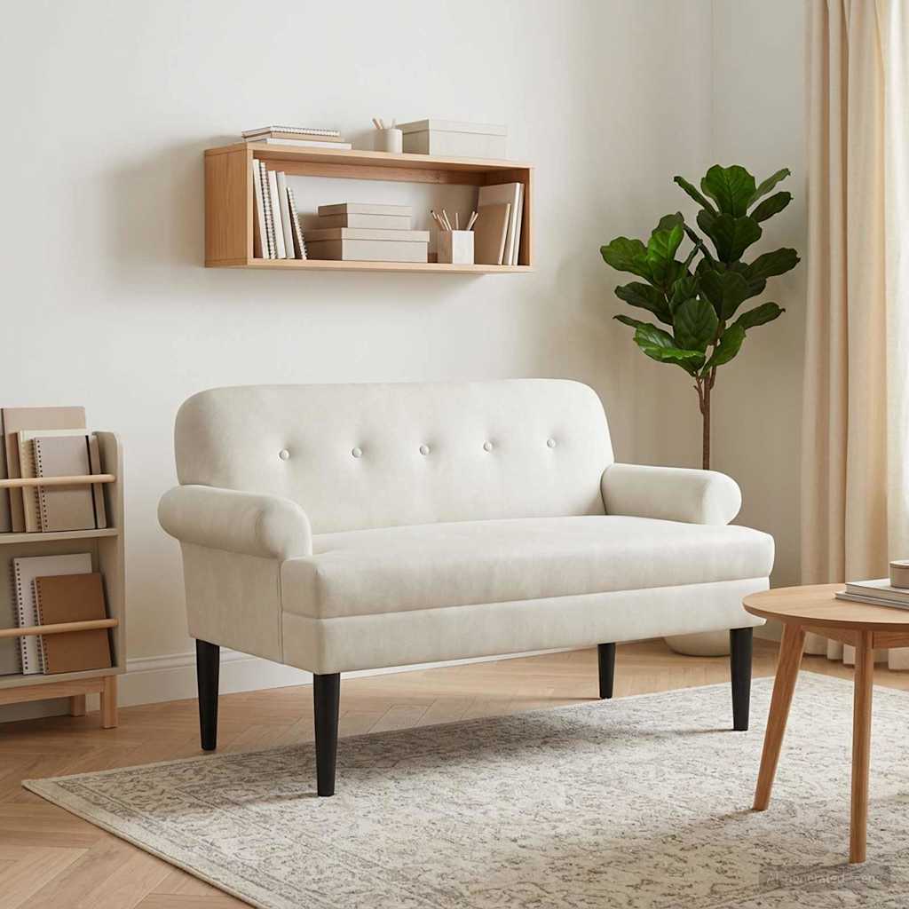 vidaXL Sofa dwuosobowa z guzikowym pikowaniem kremowy 120 x 66 x 78 cm