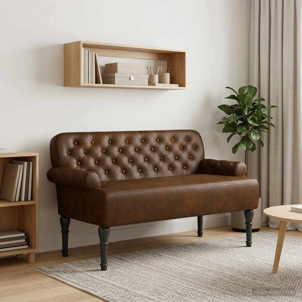 vidaXL Sofa dwuosobowa z guzikowym pikowaniem brązowy 120 x 65 x 78 cm