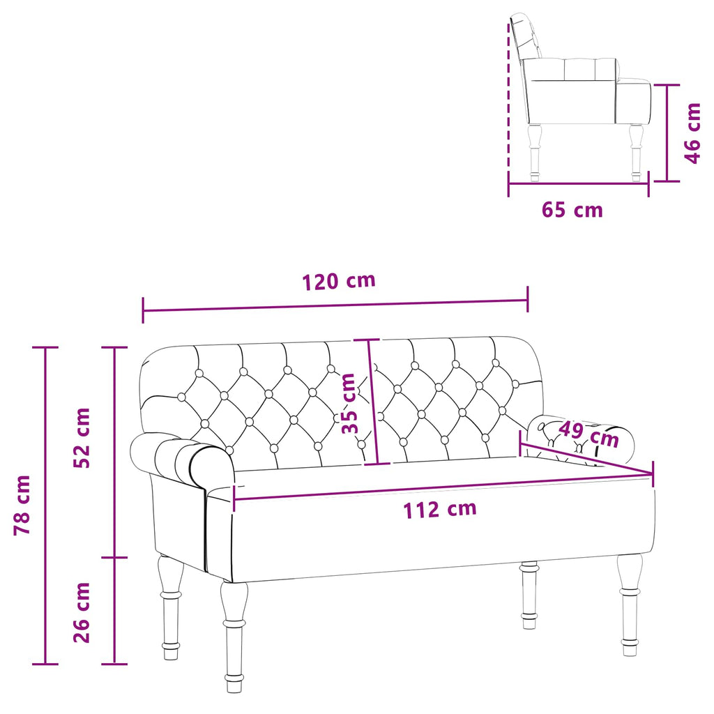 vidaXL Sofa dwuosobowa z guzikowym pikowaniem brązowy 120 x 65 x 78 cm