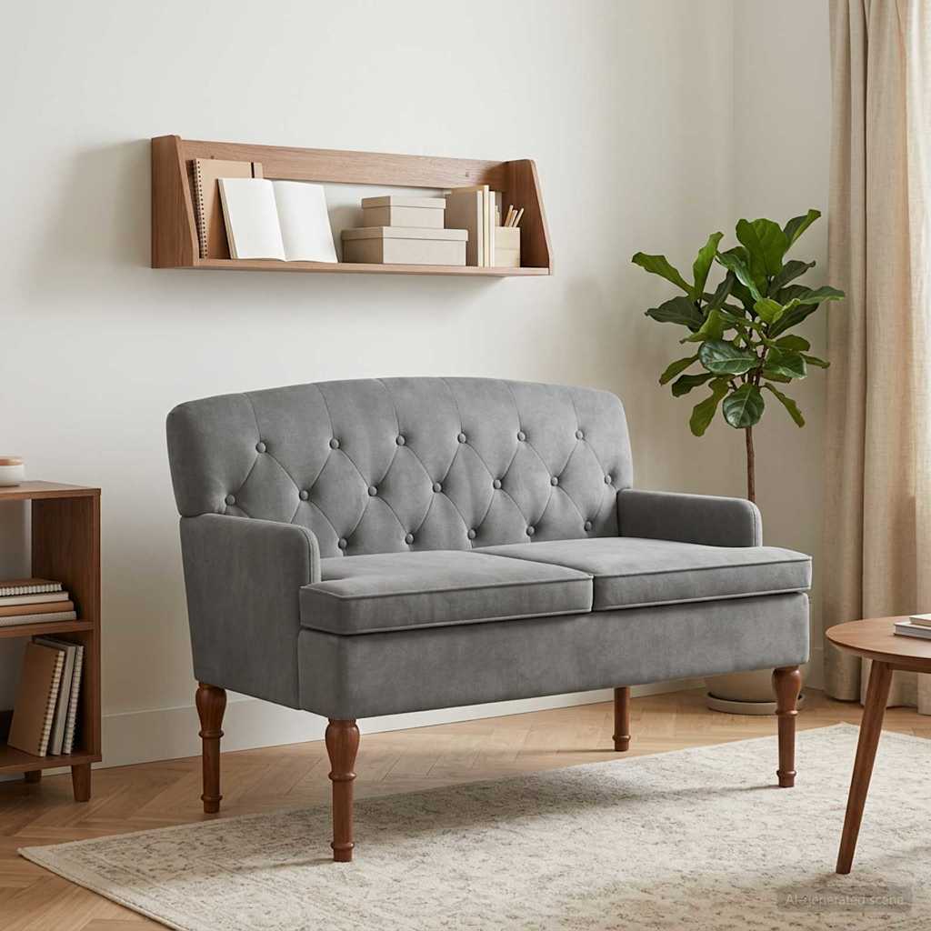vidaXL Sofa dwuosobowa z guzikowym pikowaniem ciemnoszary Welur