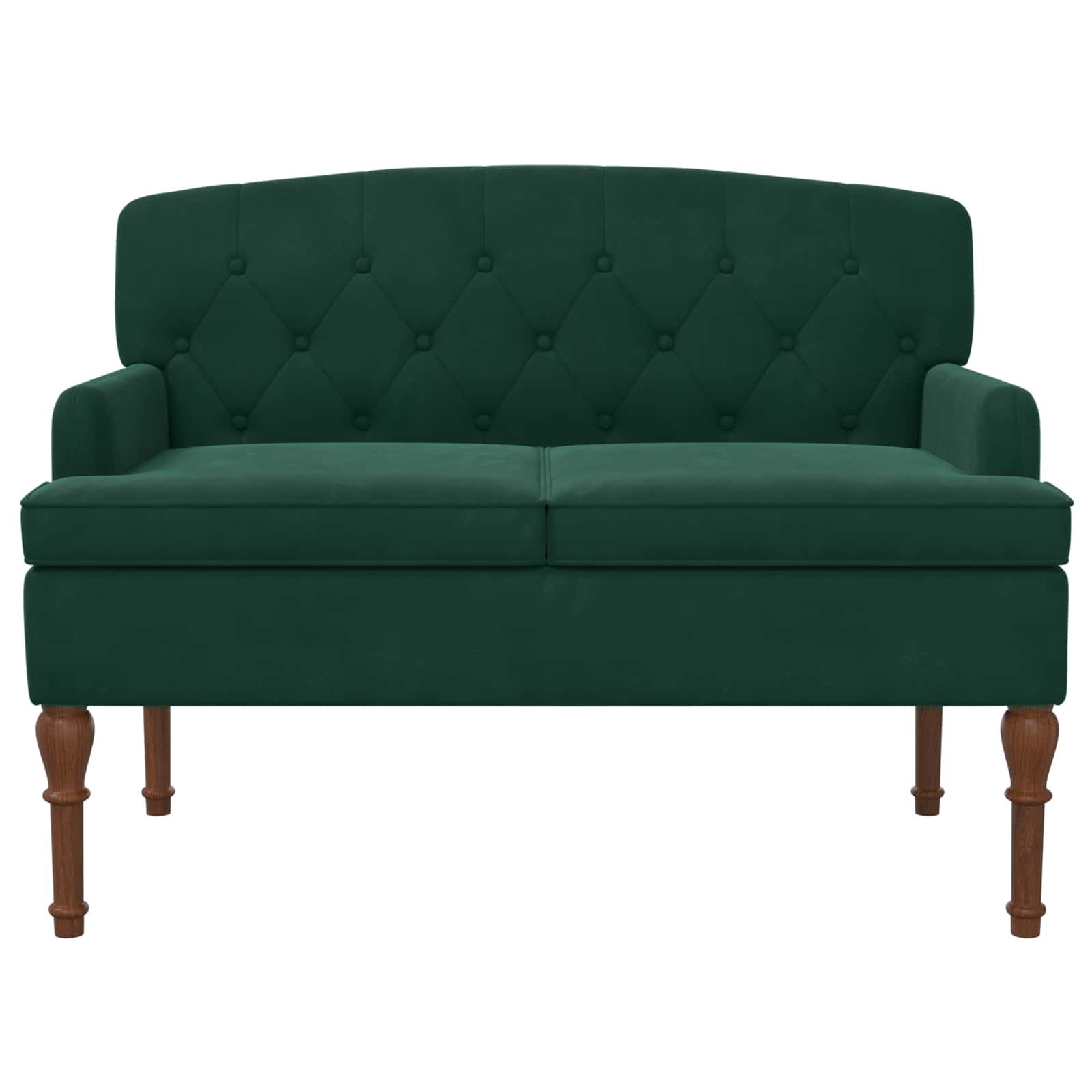 vidaXL Sofa dwuosobowa z guzikowym pikowaniem Ciemnozielony Welur