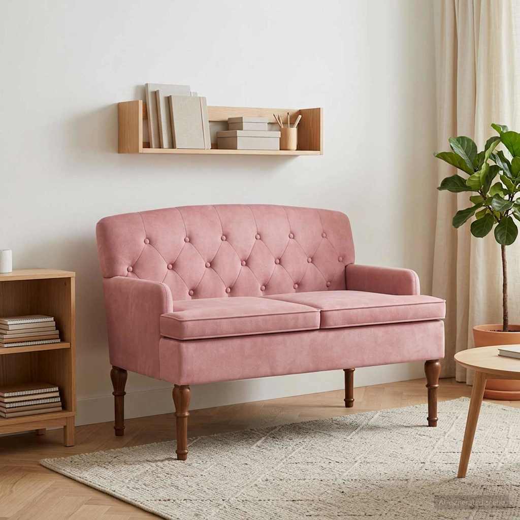 vidaXL Sofa dwuosobowa z guzikowym pikowaniem różowy 111 x 65 x 79 cm