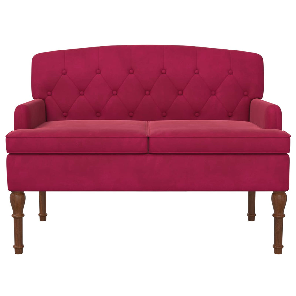 vidaXL Sofa dwuosobowa z guzikowym pikowaniem Czerwone wino Welur