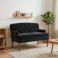 vidaXL Sofa dwuosobowa z guzikowym pikowaniem Czarny 111 x 65 x 79 cm