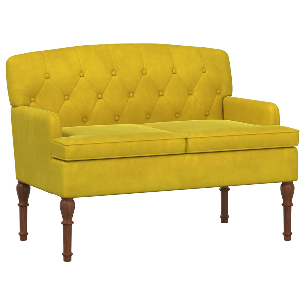 vidaXL Sofa dwuosobowa z guzikowym pikowaniem Jasnożółty Welur