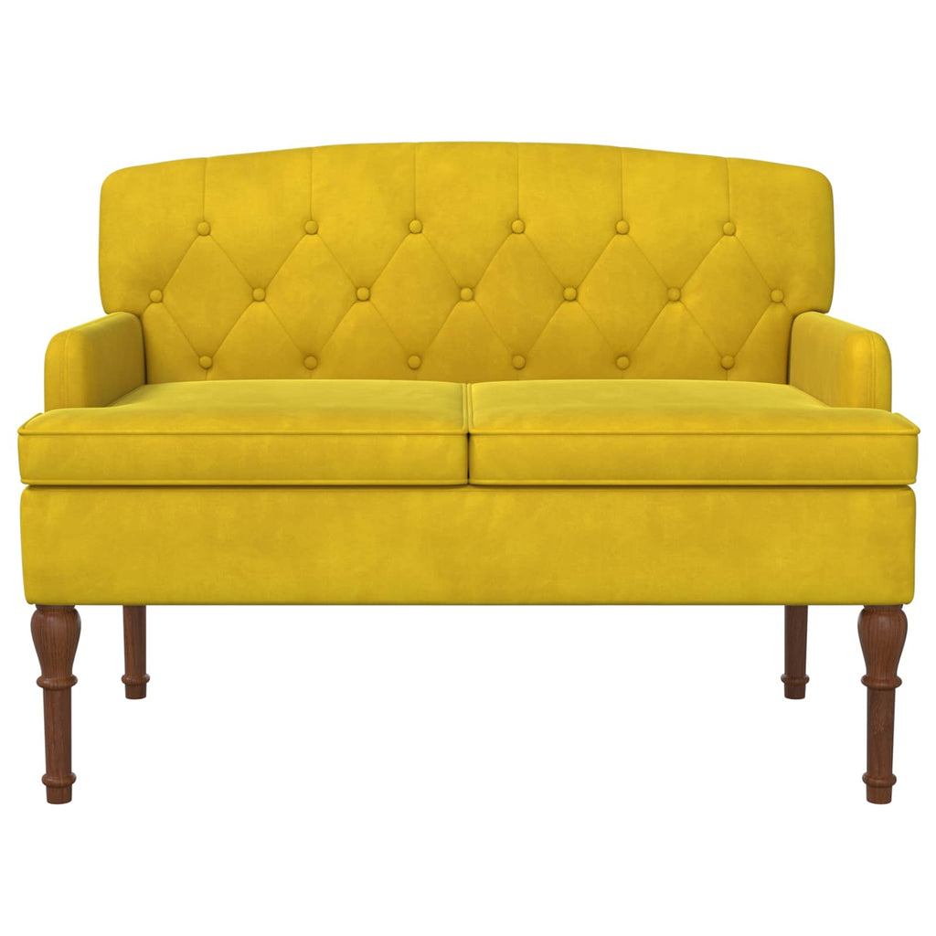 vidaXL Sofa dwuosobowa z guzikowym pikowaniem Jasnożółty Welur