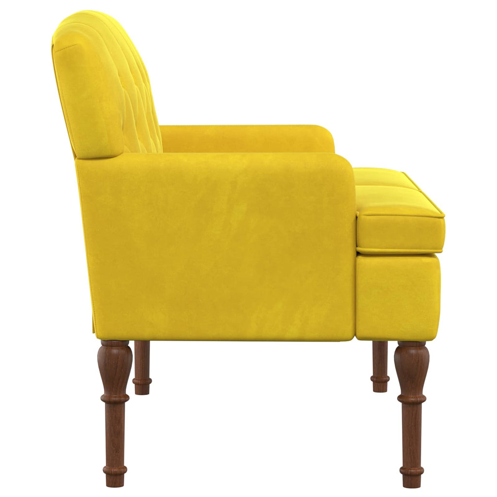 vidaXL Sofa dwuosobowa z guzikowym pikowaniem Jasnożółty Welur
