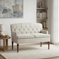 vidaXL Sofa dwuosobowa z guzikowym pikowaniem kremowy 111 x 65 x 79 cm