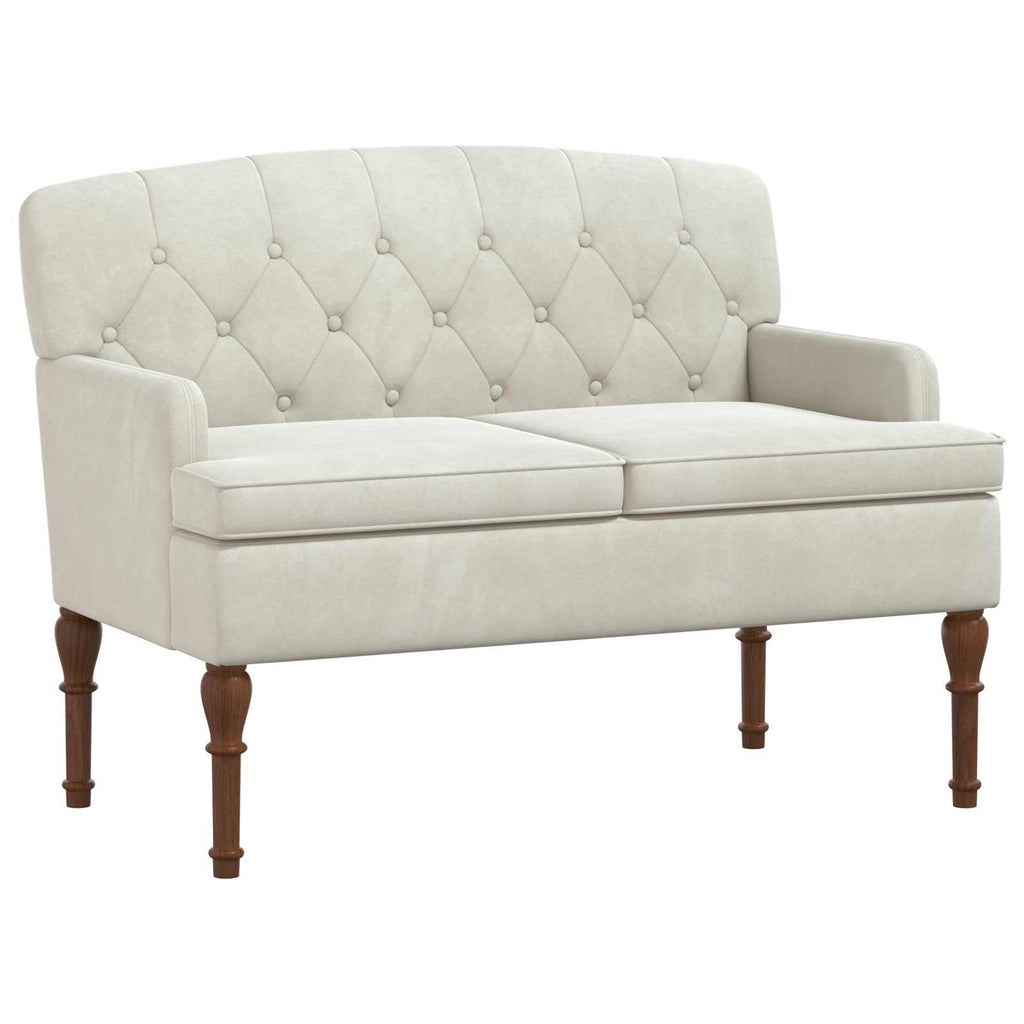 vidaXL Sofa dwuosobowa z guzikowym pikowaniem kremowy 111 x 65 x 79 cm
