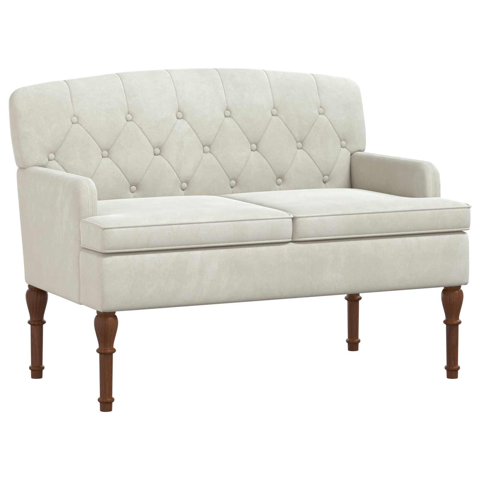 vidaXL Sofa dwuosobowa z guzikowym pikowaniem kremowy 111 x 65 x 79 cm