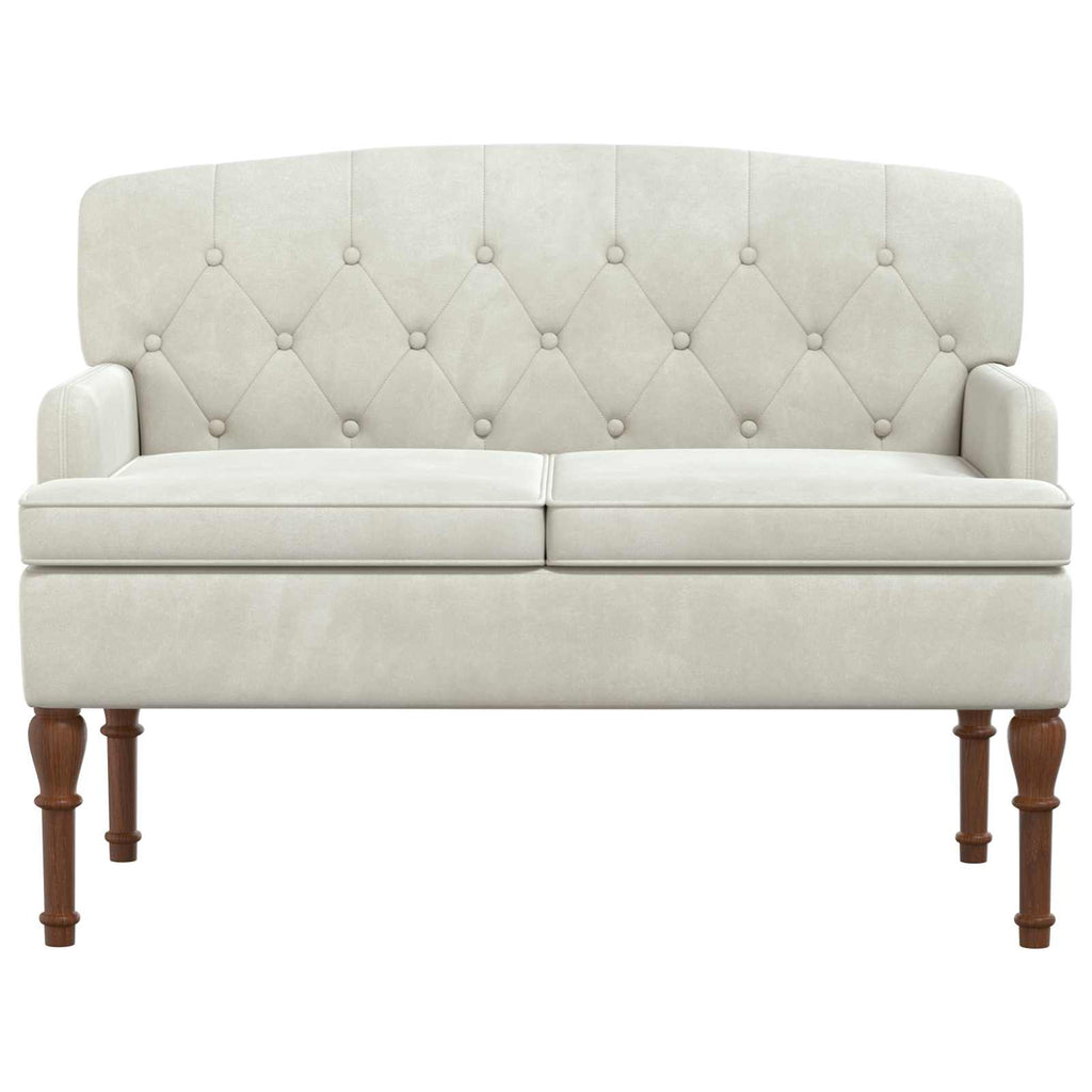 vidaXL Sofa dwuosobowa z guzikowym pikowaniem kremowy 111 x 65 x 79 cm