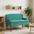 vidaXL Sofa dwuosobowa z guzikowym pikowaniem Turkusowy Welur