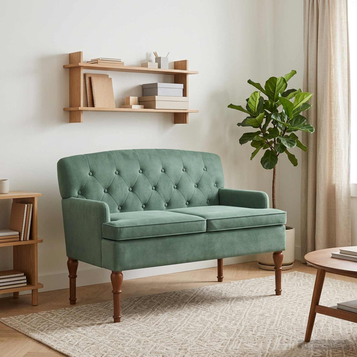 vidaXL Sofa dwuosobowa z guzikowym pikowaniem Zielony morski