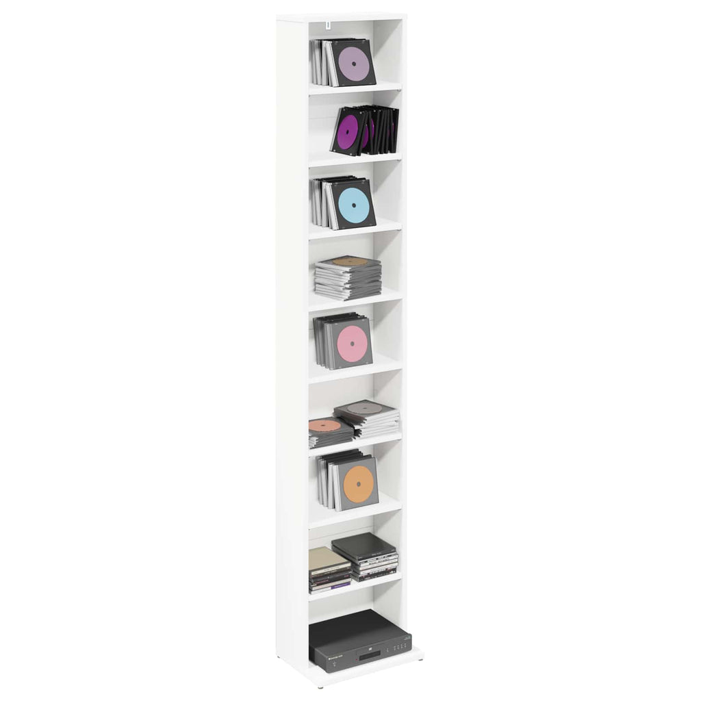 vidaXL Kabinet na płyty CD Biały 33 x 23,5 x 175 cm
