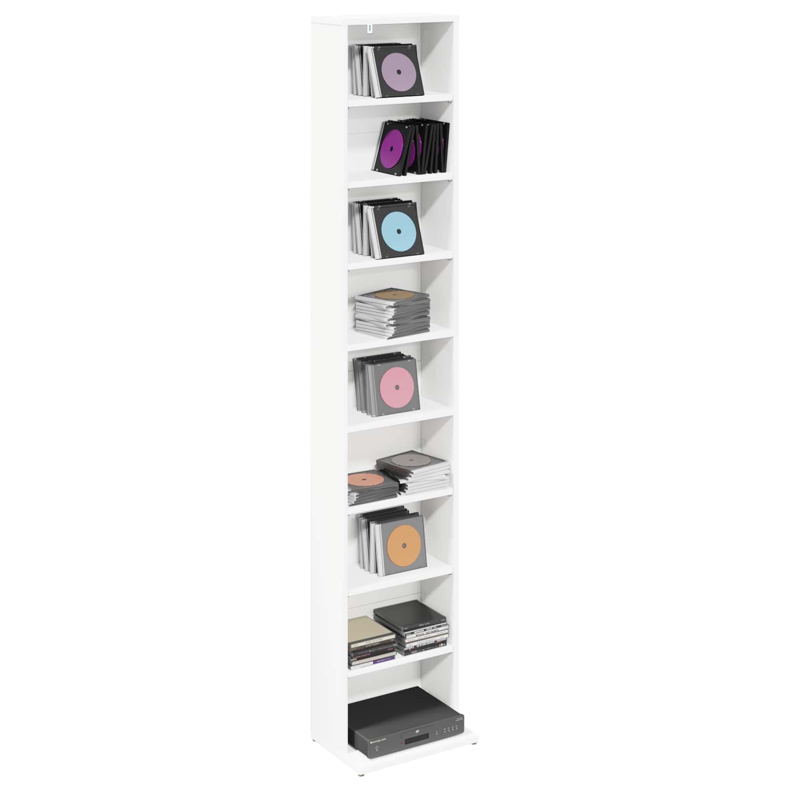 vidaXL Kabinet na płyty CD Biały 33 x 23,5 x 175 cm