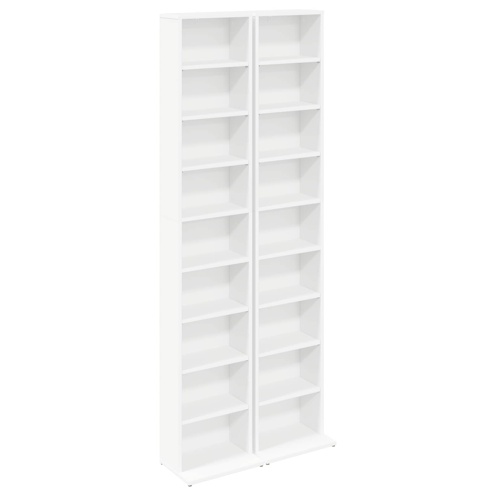 vidaXL Kabinet na płyty CD 2 szt. Biały 33 x 23,5 x 175 cm