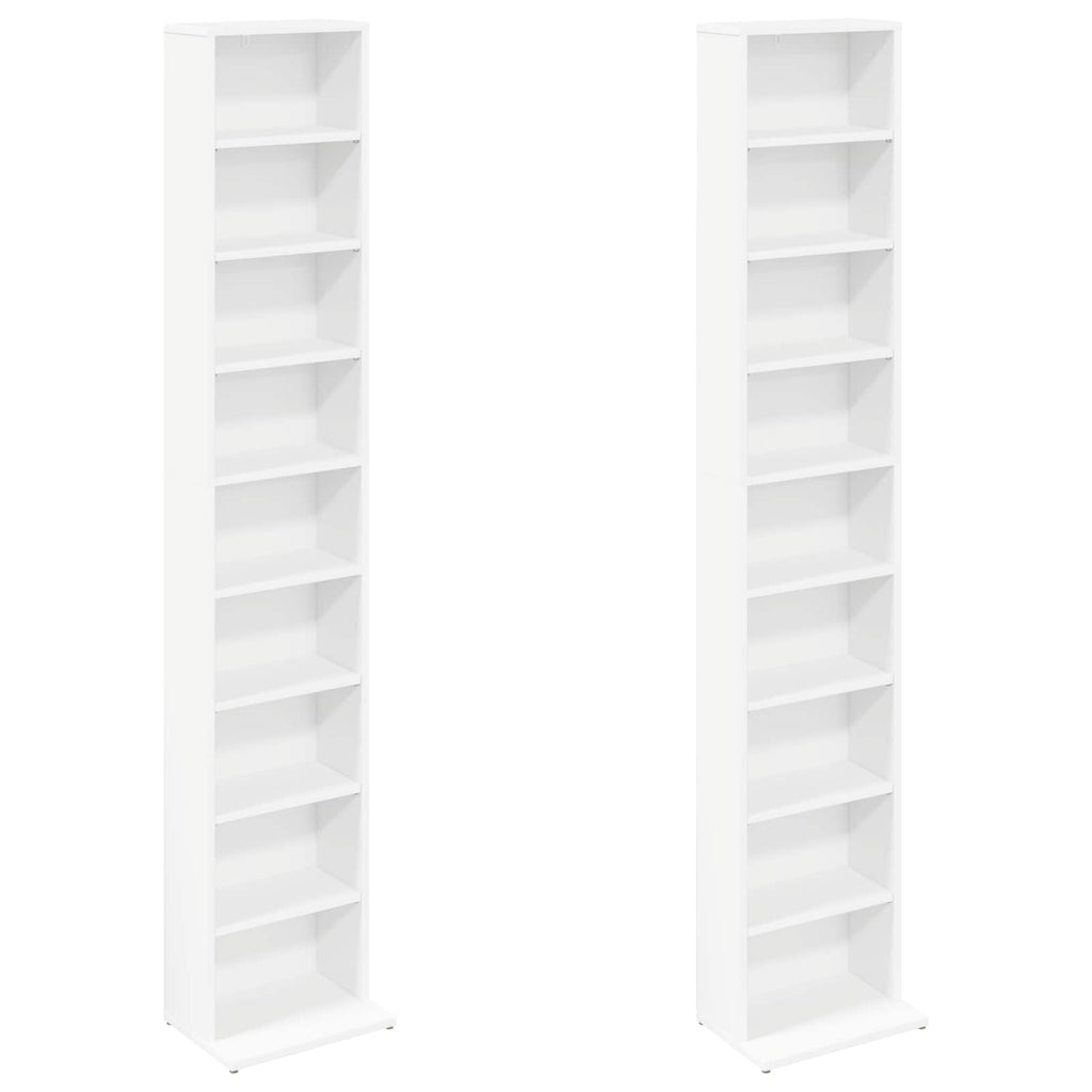 vidaXL Kabinet na płyty CD 2 szt. Biały 33 x 23,5 x 175 cm