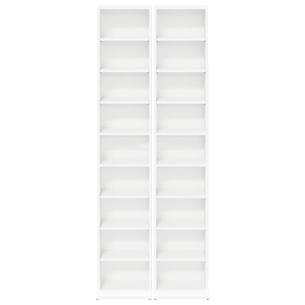 vidaXL Kabinet na płyty CD 2 szt. Biały 33 x 23,5 x 175 cm