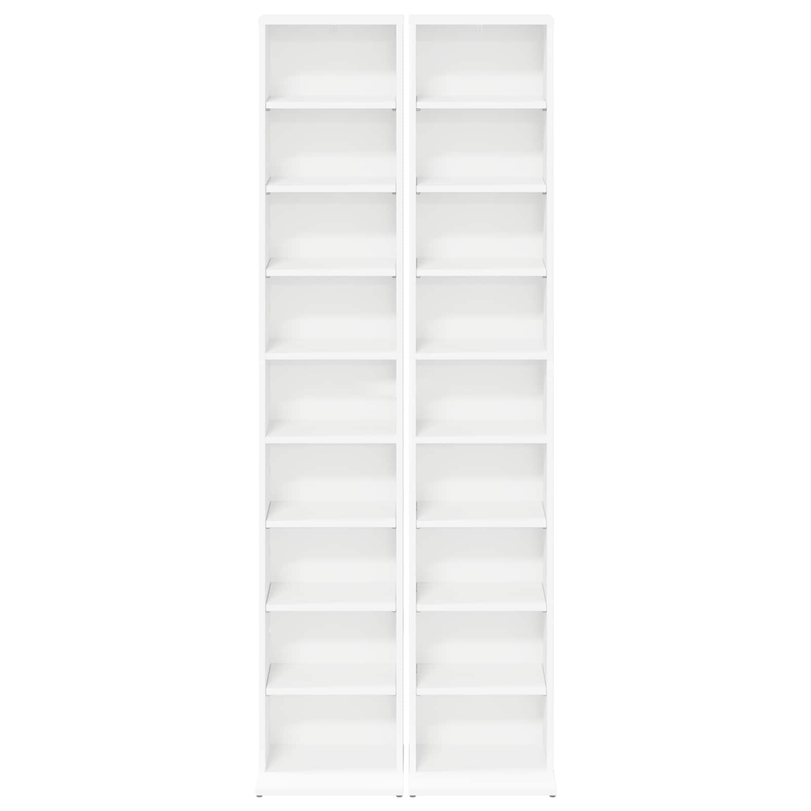 vidaXL Kabinet na płyty CD 2 szt. Biały 33 x 23,5 x 175 cm