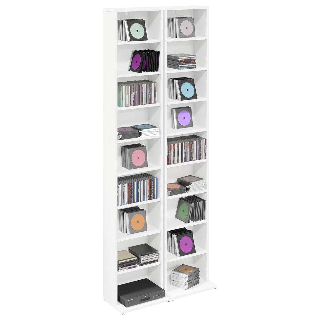 vidaXL Kabinet na płyty CD 2 szt. Biały 33 x 23,5 x 175 cm