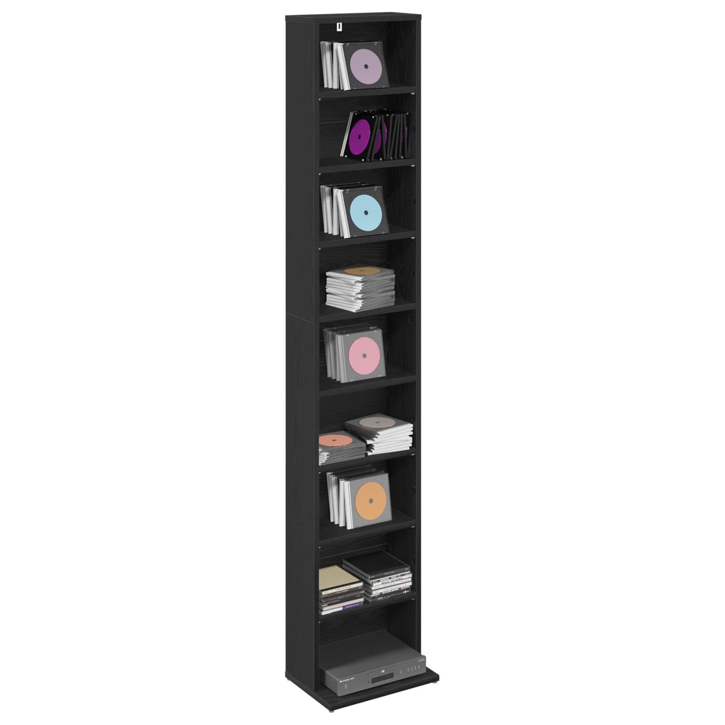 vidaXL Kabinet na płyty CD Czarny dąb 33 x 23,5 x 175 cm
