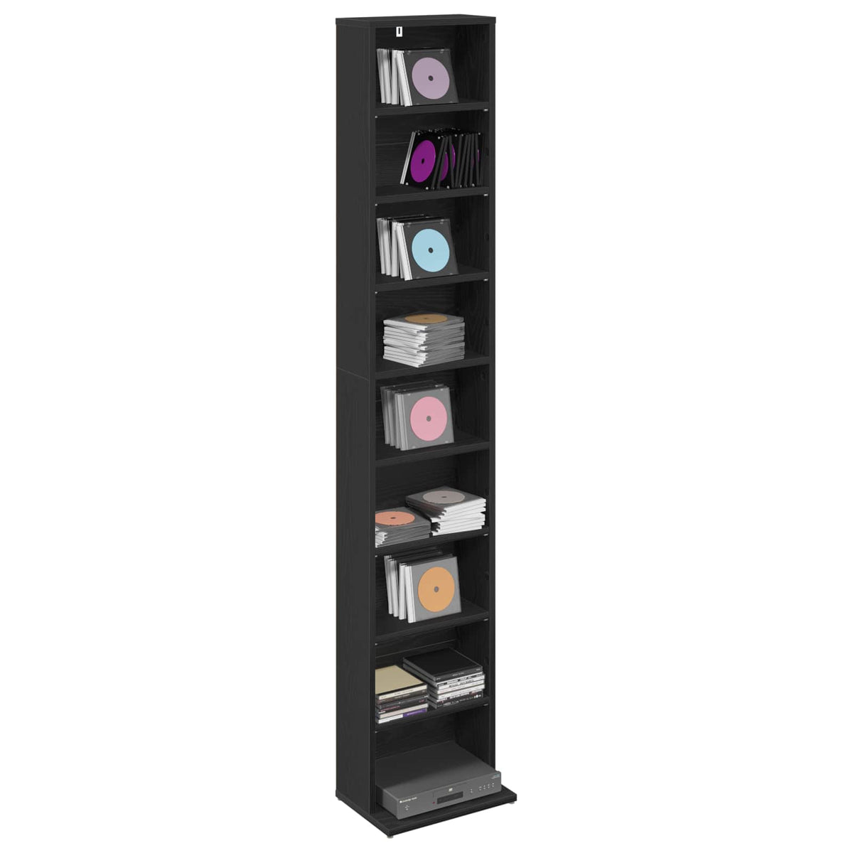 vidaXL Kabinet na płyty CD Czarny dąb 33 x 23,5 x 175 cm