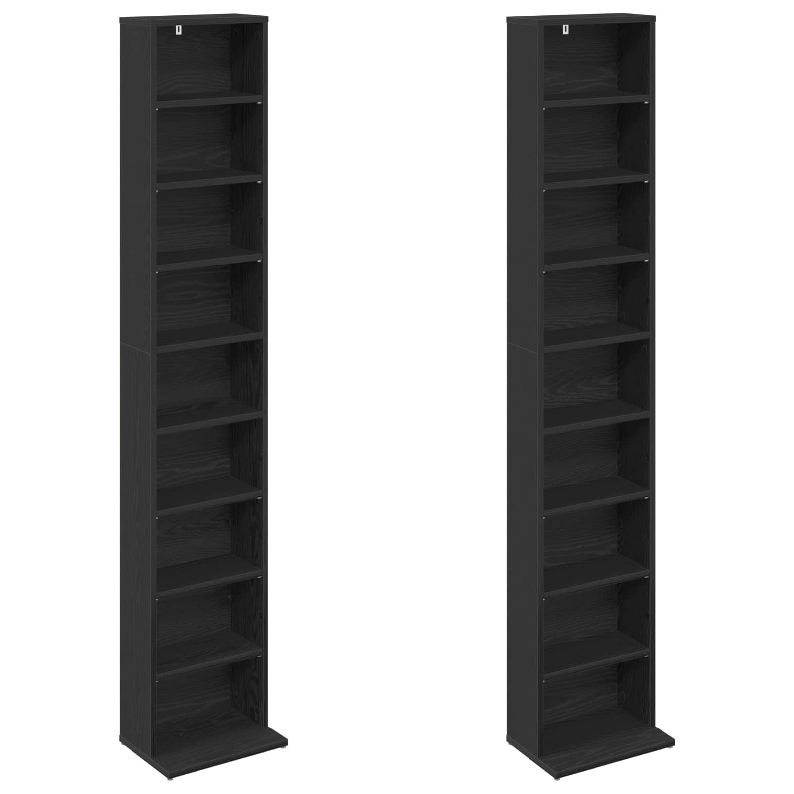 vidaXL Kabinet na płyty CD 2 szt. Czarny dąb 33 x 23,5 x 175 cm