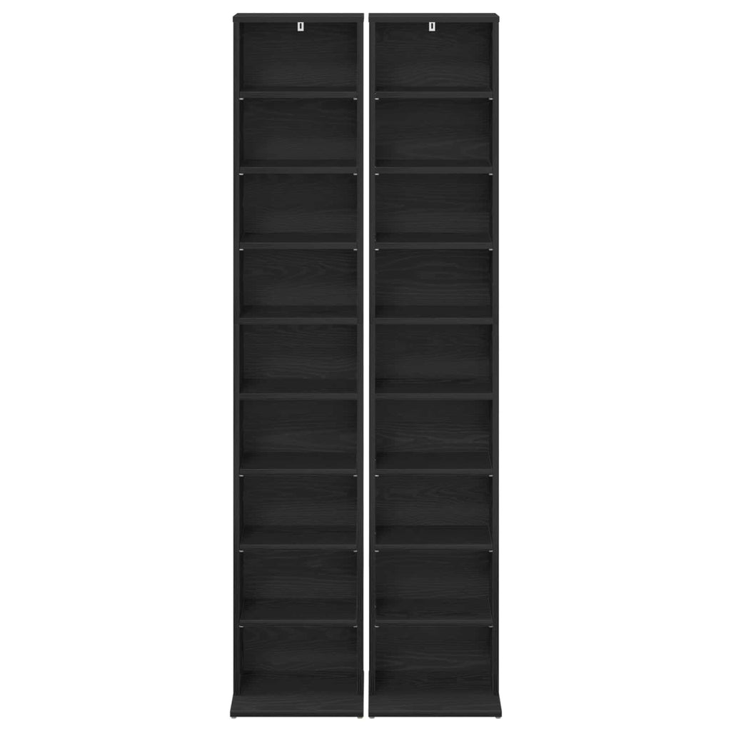 vidaXL Kabinet na płyty CD 2 szt. Czarny dąb 33 x 23,5 x 175 cm