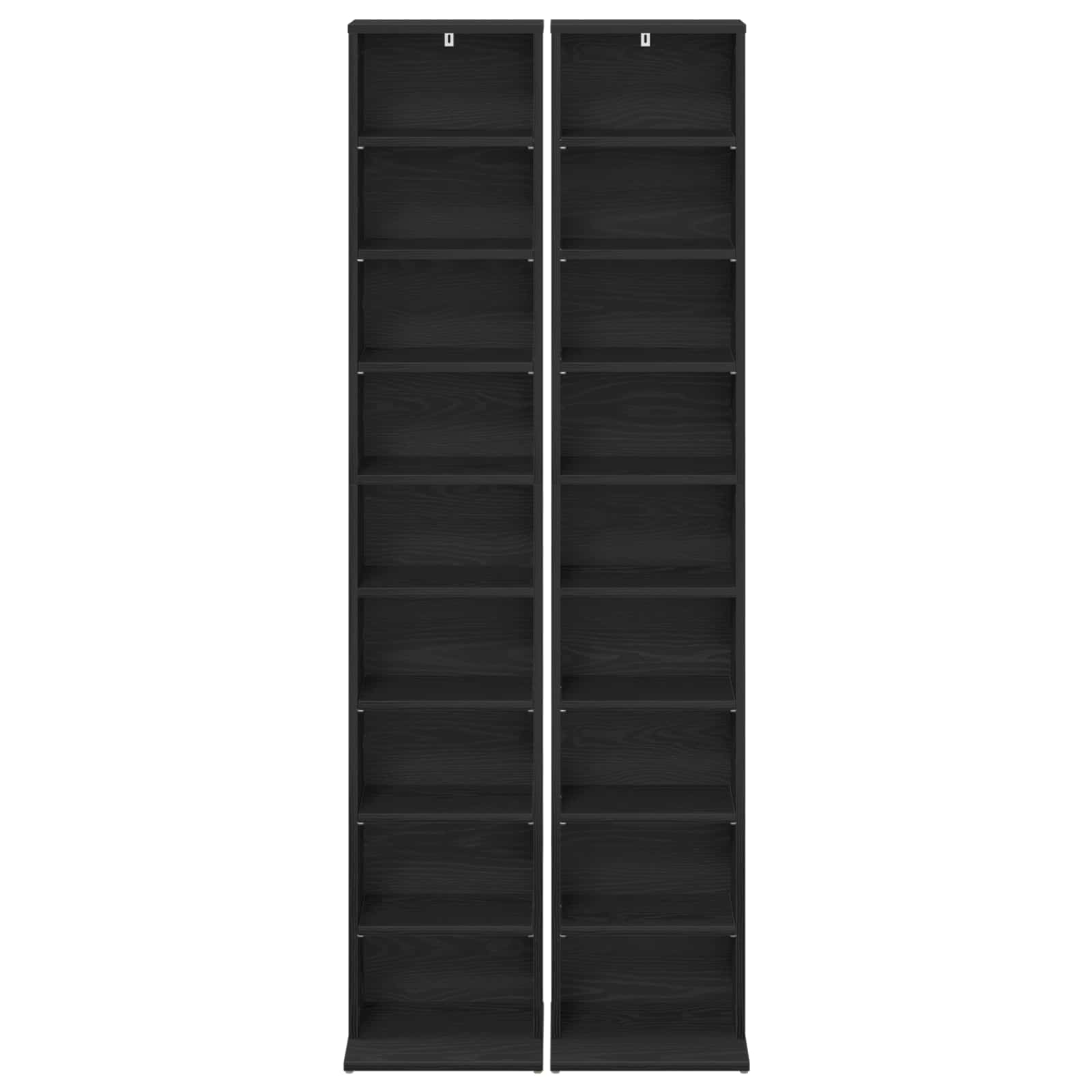 vidaXL Kabinet na płyty CD 2 szt. Czarny dąb 33 x 23,5 x 175 cm
