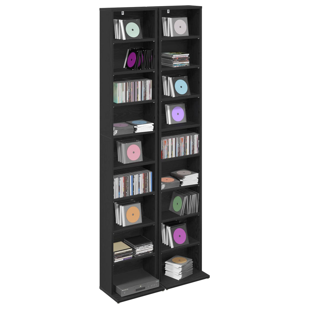 vidaXL Kabinet na płyty CD 2 szt. Czarny dąb 33 x 23,5 x 175 cm