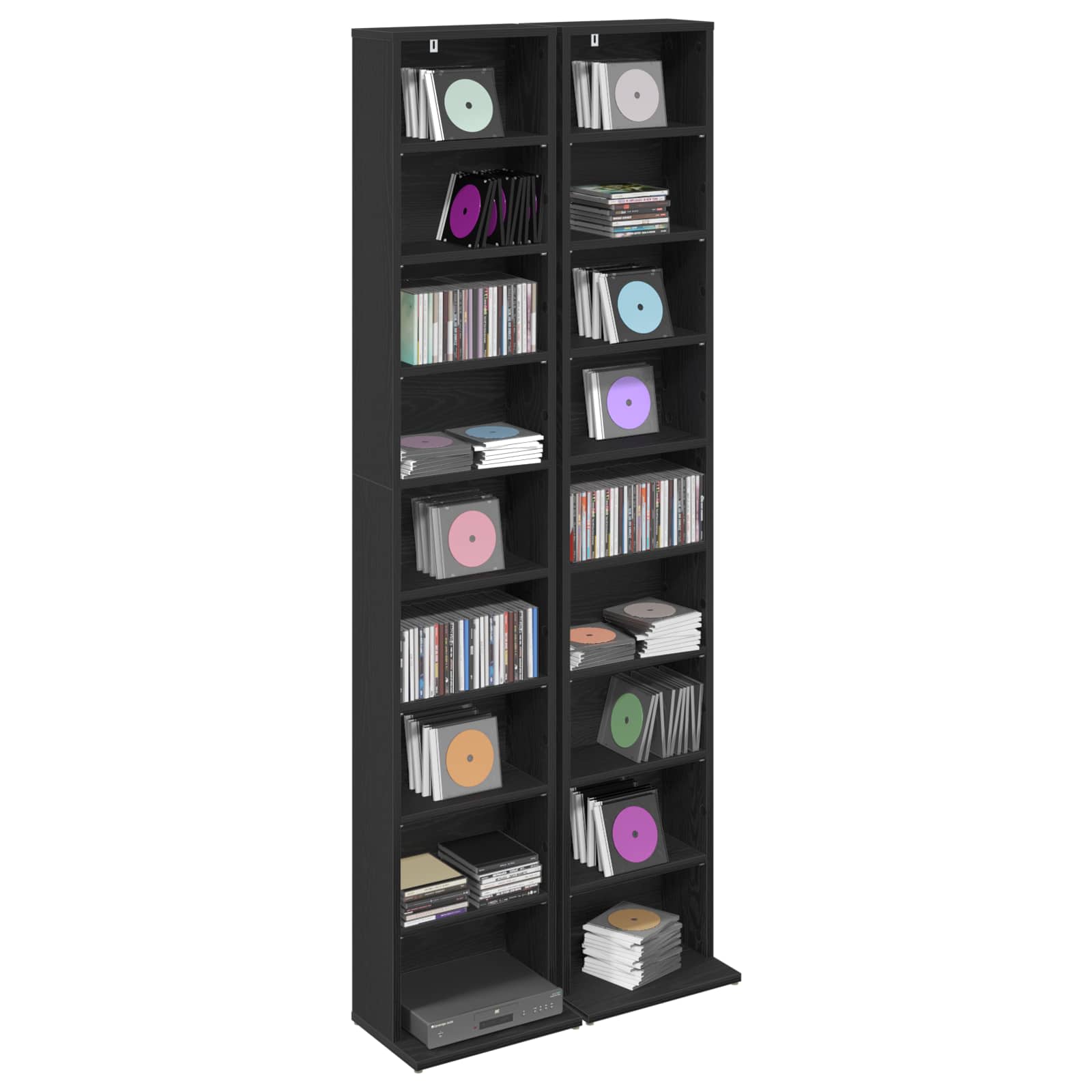 vidaXL Kabinet na płyty CD 2 szt. Czarny dąb 33 x 23,5 x 175 cm