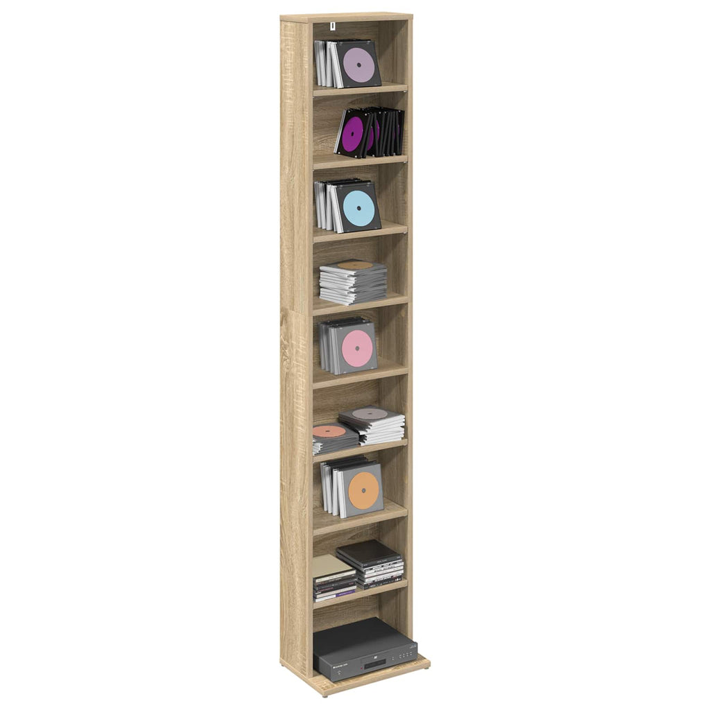 vidaXL Kabinet na płyty CD dąb Sonoma 33 x 23,5 x 175 cm