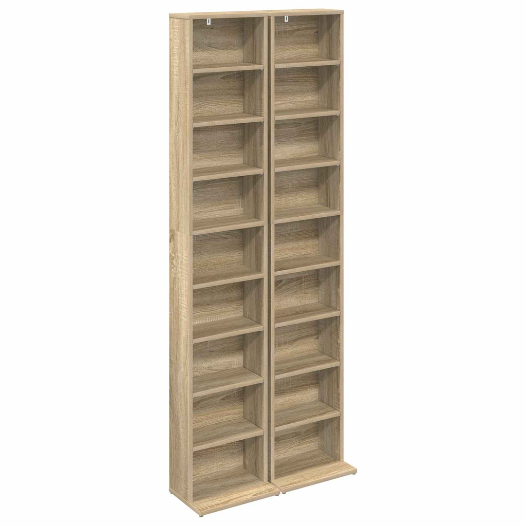 vidaXL Kabinet na płyty CD 2 szt. dąb Sonoma 33 x 23,5 x 175 cm