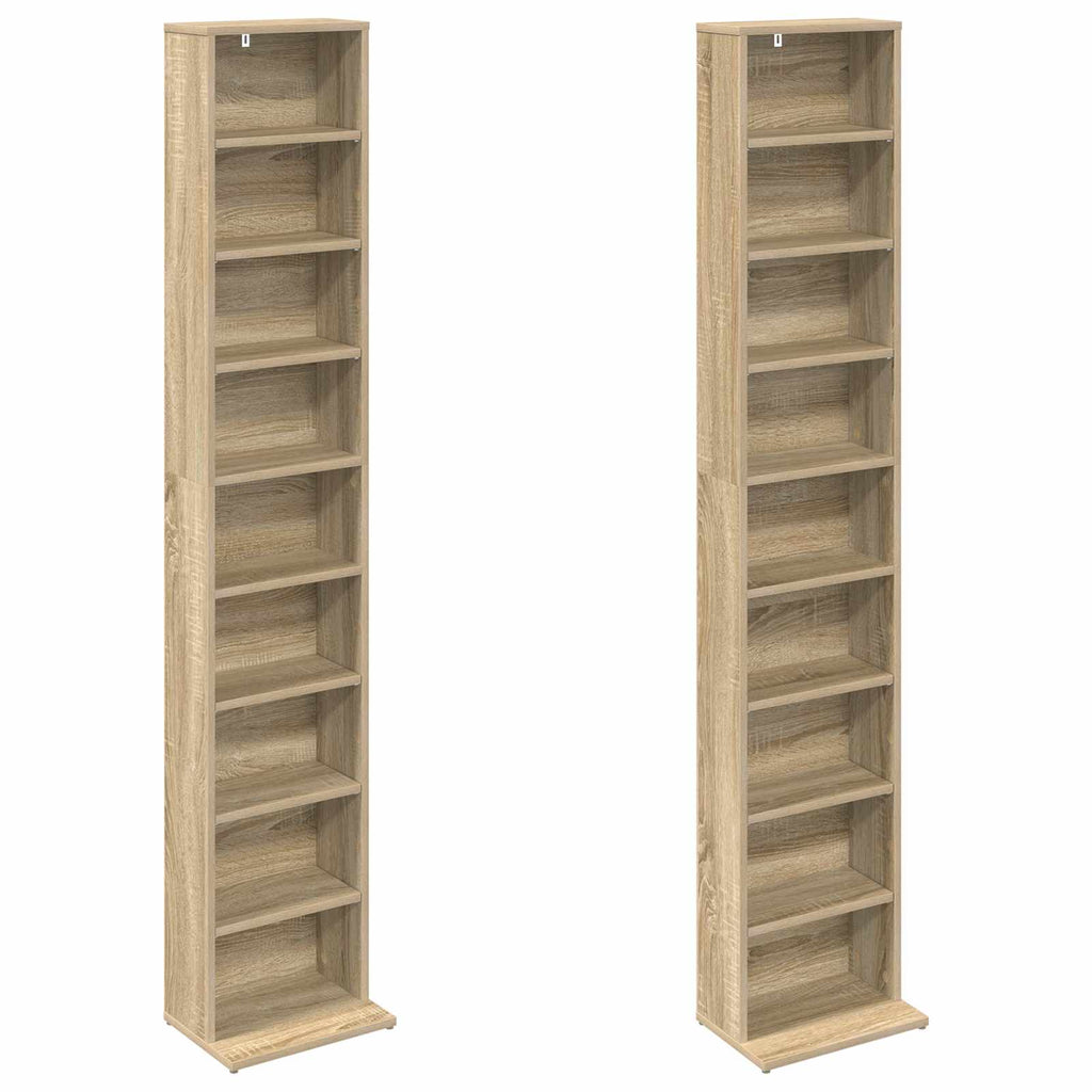vidaXL Kabinet na płyty CD 2 szt. dąb Sonoma 33 x 23,5 x 175 cm