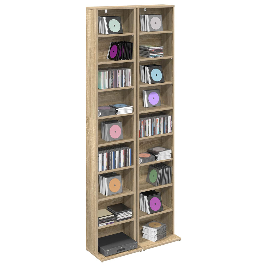 vidaXL Kabinet na płyty CD 2 szt. dąb Sonoma 33 x 23,5 x 175 cm