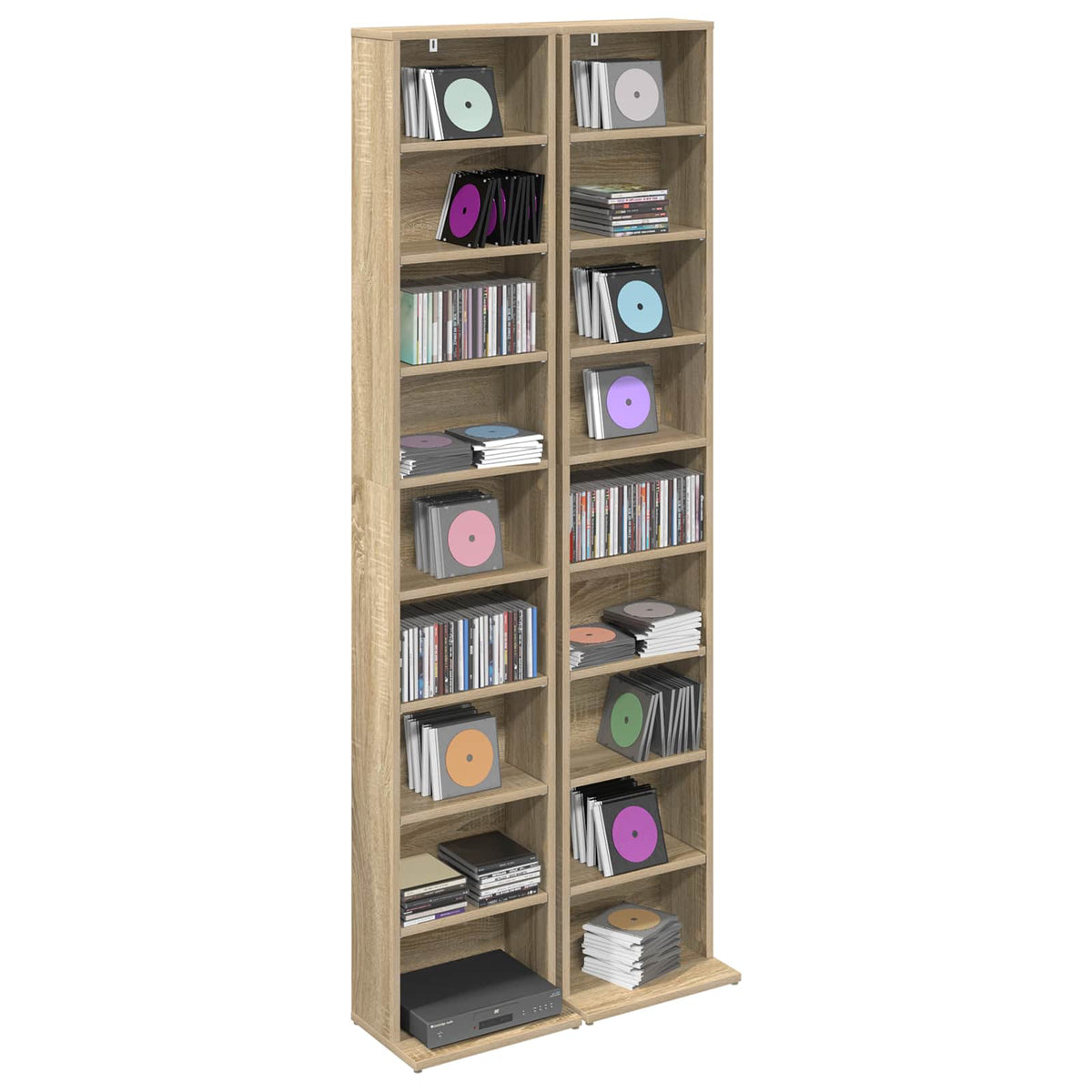 vidaXL Kabinet na płyty CD 2 szt. dąb Sonoma 33 x 23,5 x 175 cm