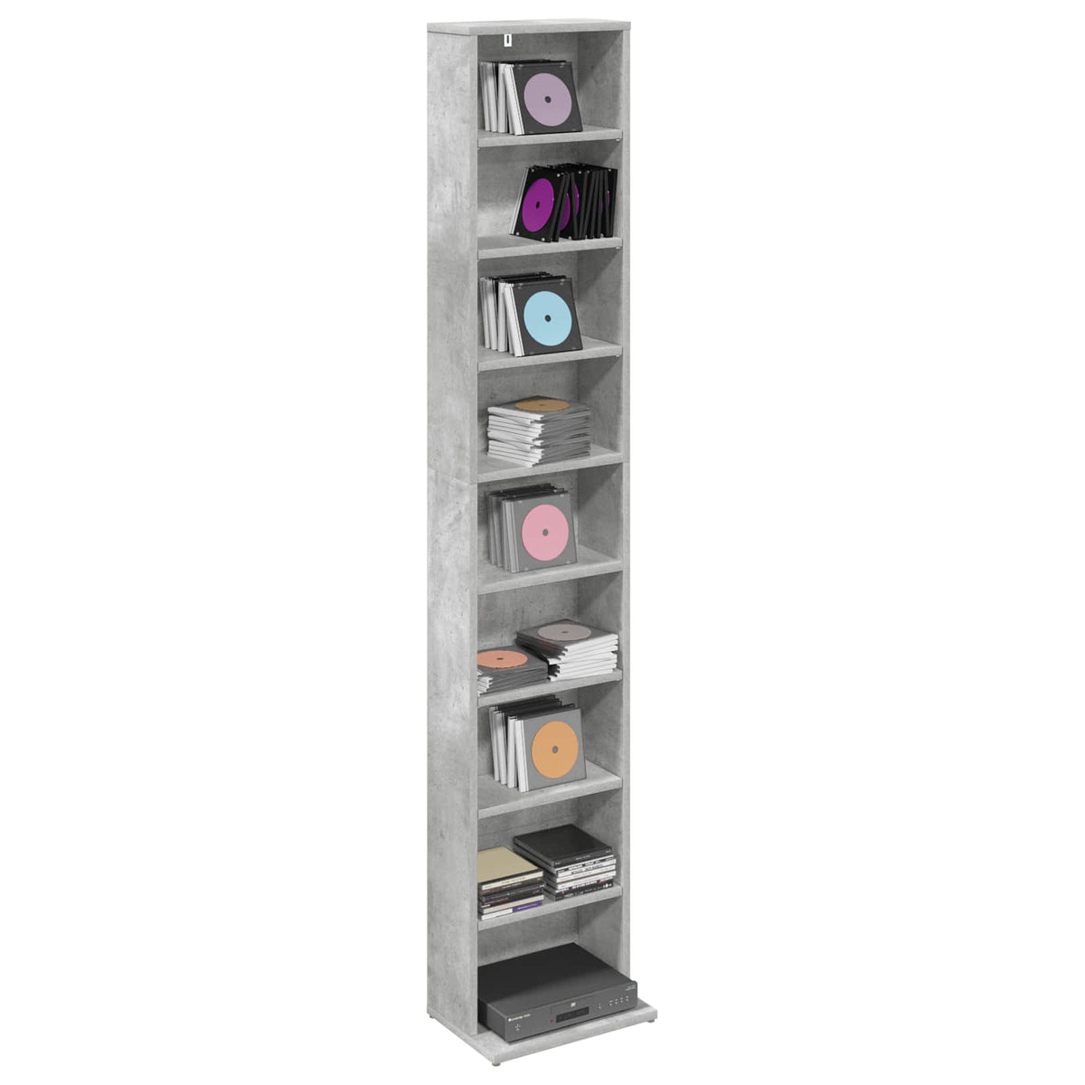 vidaXL Kabinet na płyty CD Betonowy szary 33 x 23,5 x 175 cm