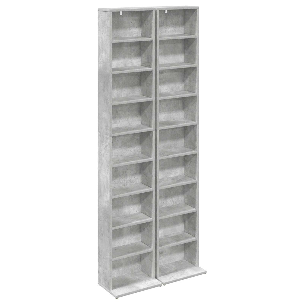vidaXL Kabinet na płyty CD 2 szt. Betonowy szary 33 x 23,5 x 175 cm