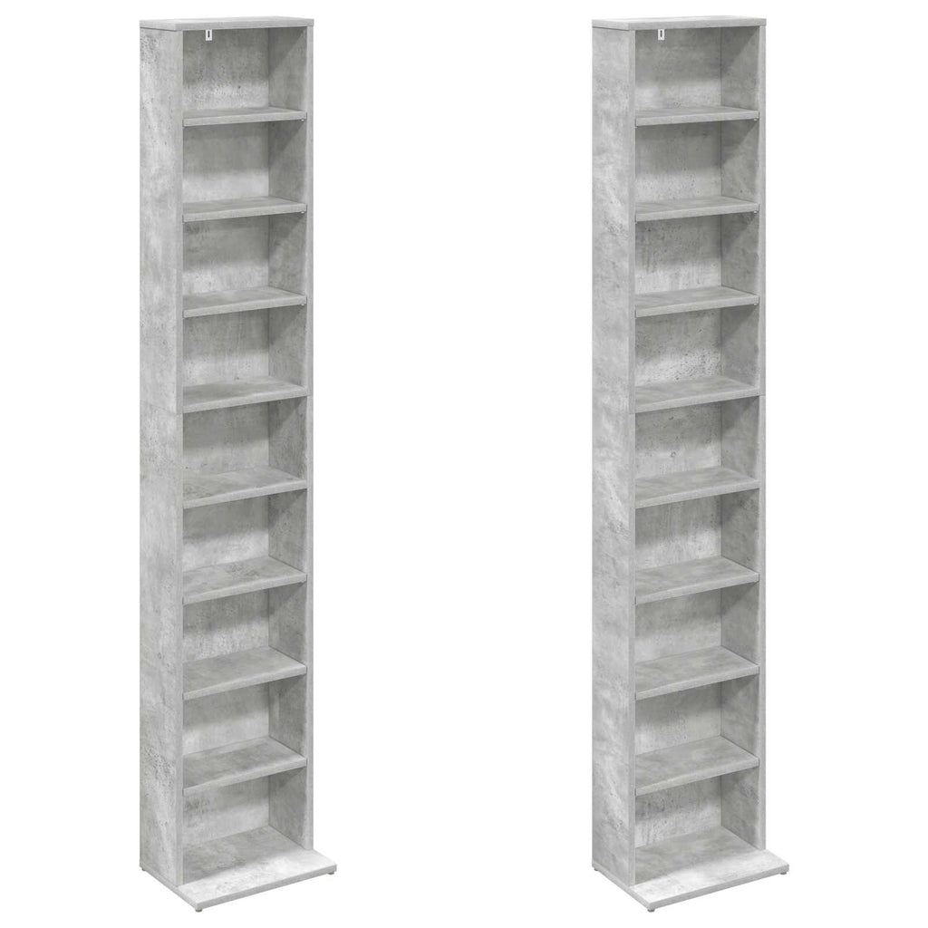 vidaXL Kabinet na płyty CD 2 szt. Betonowy szary 33 x 23,5 x 175 cm