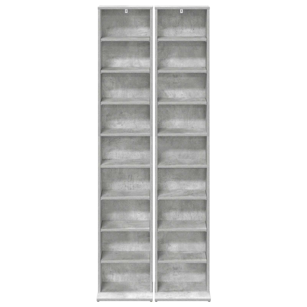 vidaXL Kabinet na płyty CD 2 szt. Betonowy szary 33 x 23,5 x 175 cm
