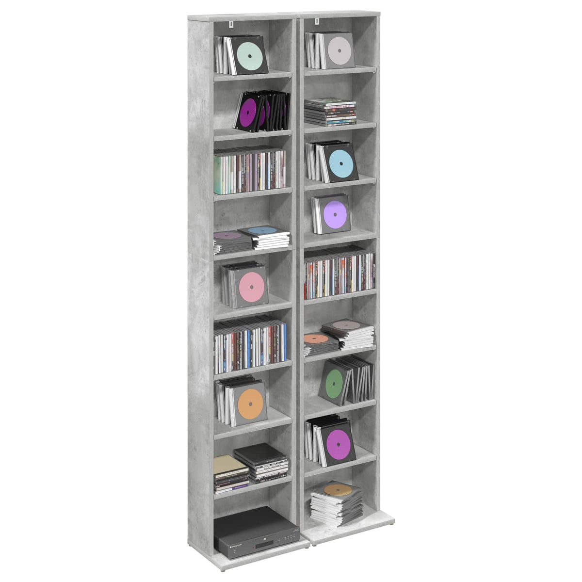 vidaXL Kabinet na płyty CD 2 szt. Betonowy szary 33 x 23,5 x 175 cm