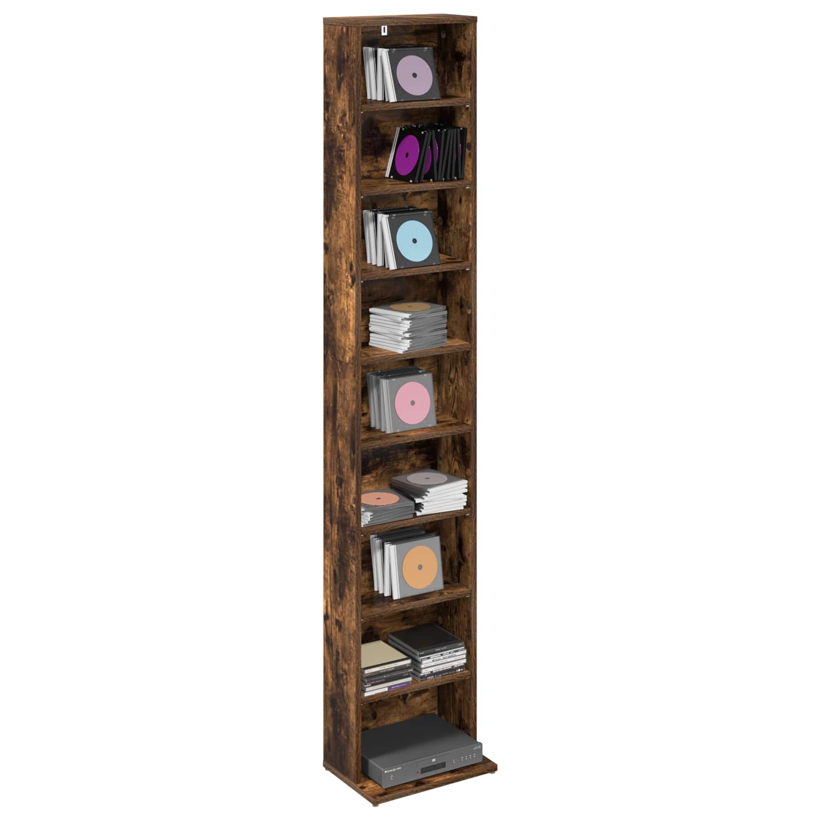 vidaXL Kabinet na płyty CD Dąb wędzony 33 x 23,5 x 175 cm