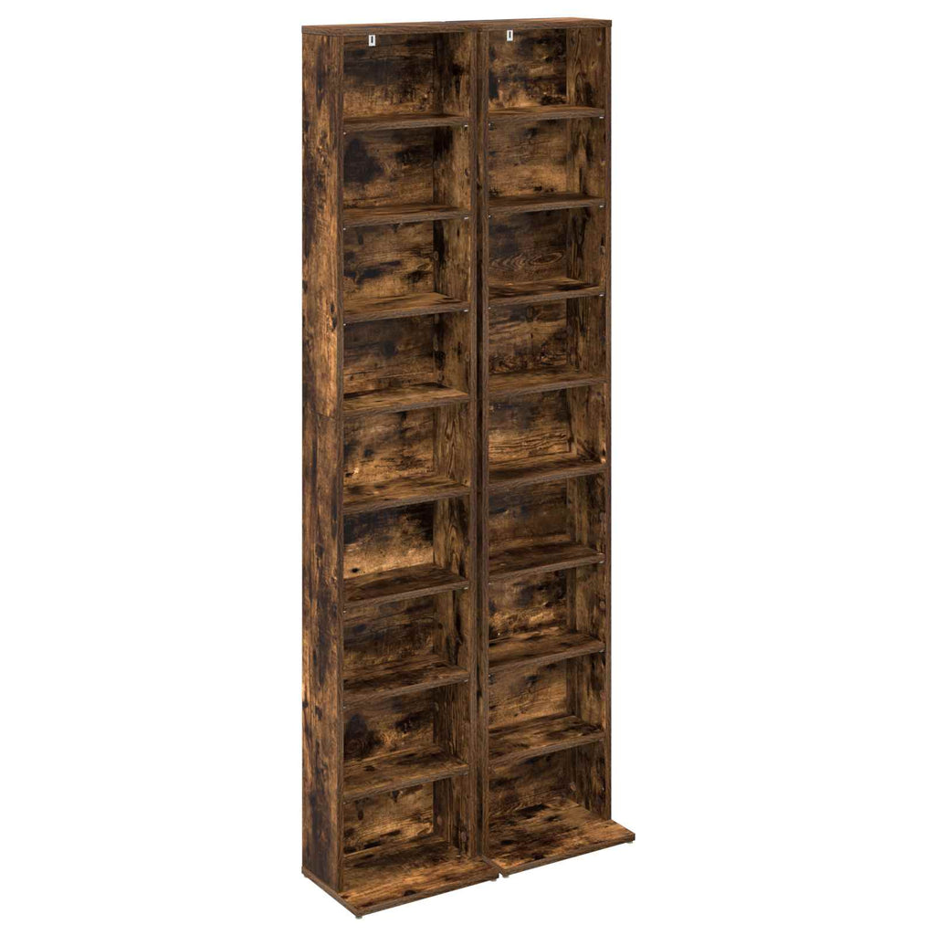 vidaXL Kabinet na płyty CD 2 szt. Dąb wędzony 33 x 23,5 x 175 cm