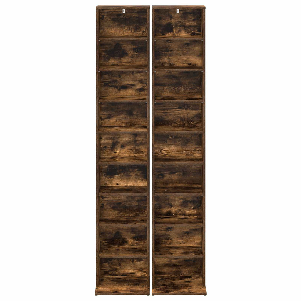vidaXL Kabinet na płyty CD 2 szt. Dąb wędzony 33 x 23,5 x 175 cm